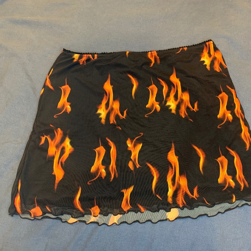 Flame Mesh Mini Skirt